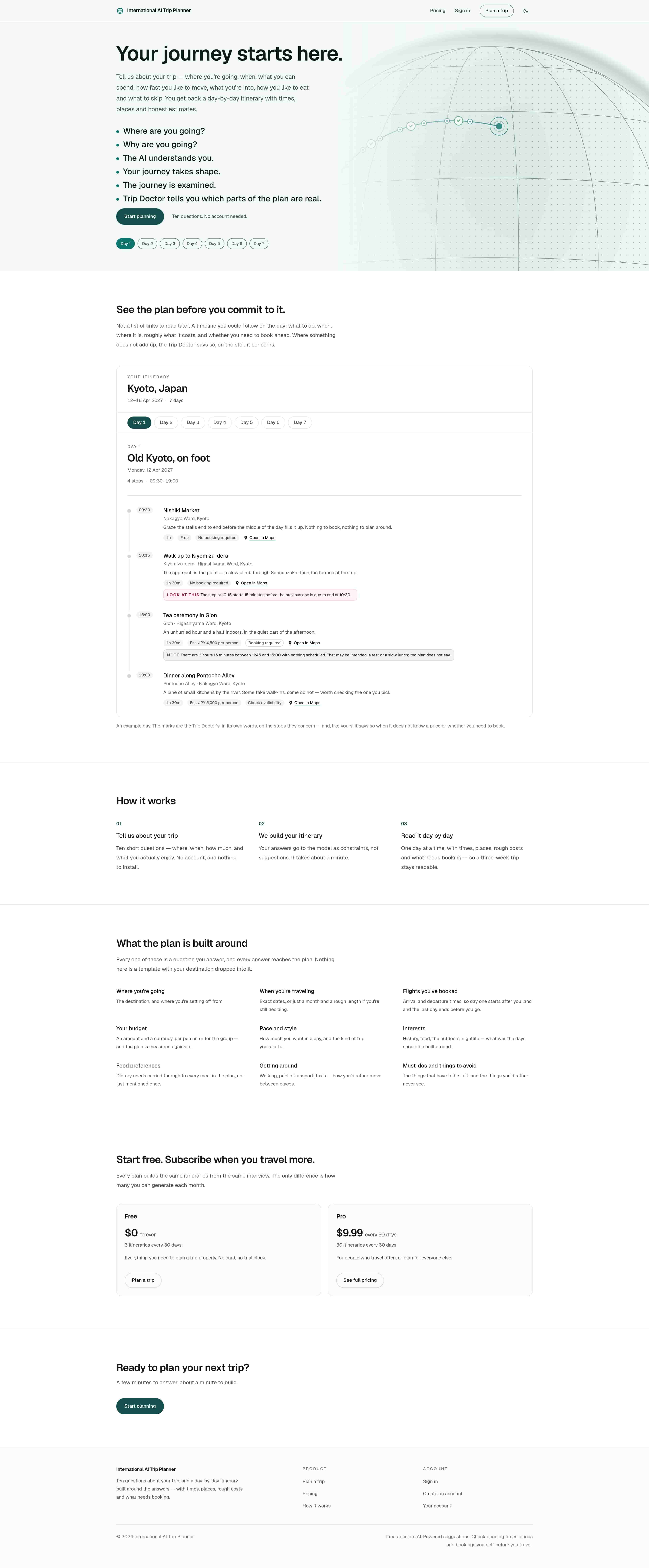 International AI Trip Planner — project screenshot